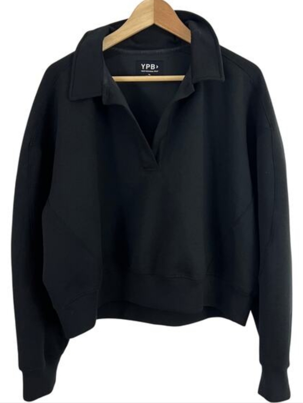 Abercrombie & Fitch YPB Cropped Collared Sweatshirt Black Women Size XL